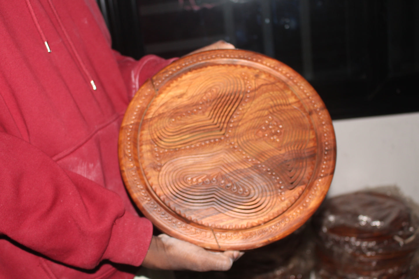 Plateau à Fruits Secs - Panier à Ressort Convertible en Bois Sculpté